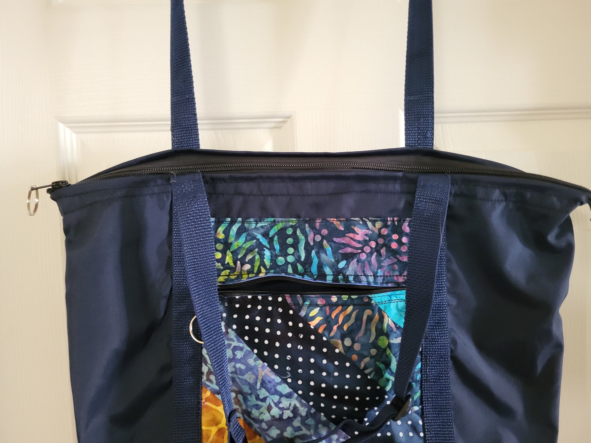 handmade zippered tote bag