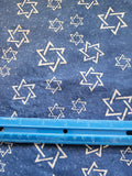 Silver Stars of David batik style cotton fabric