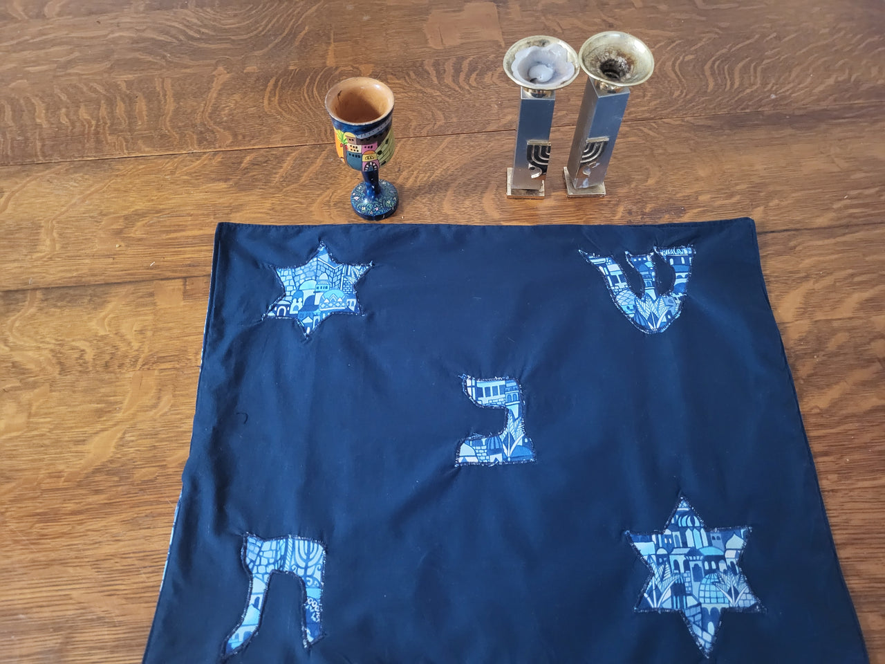 Shofar Challah Cover Jewish High Holidays reverse for Shabbat