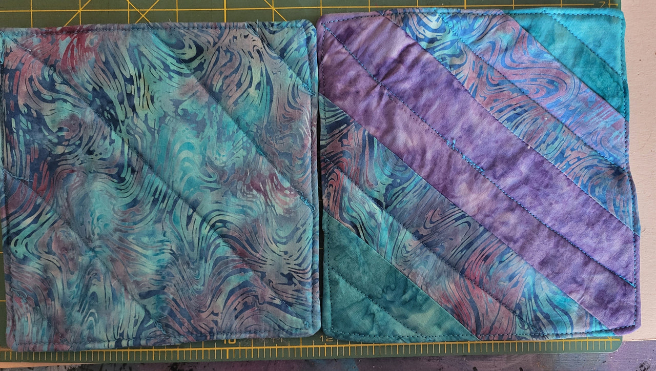 Batik striped quilted mini mats or mug rugs