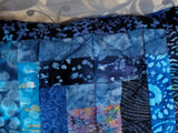 Batik blues fancy quilted pillow cover
