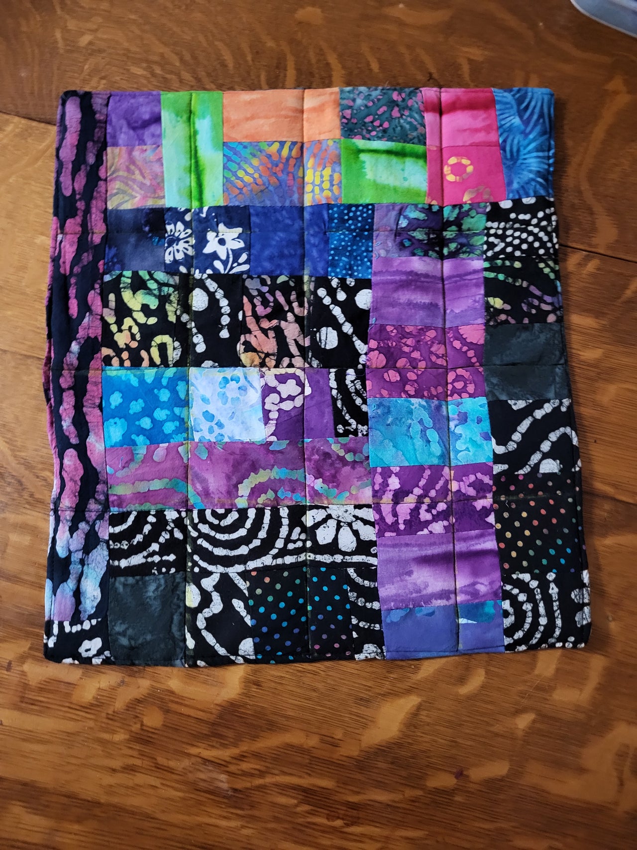 Batik rectangular colorful small square rectangles mat