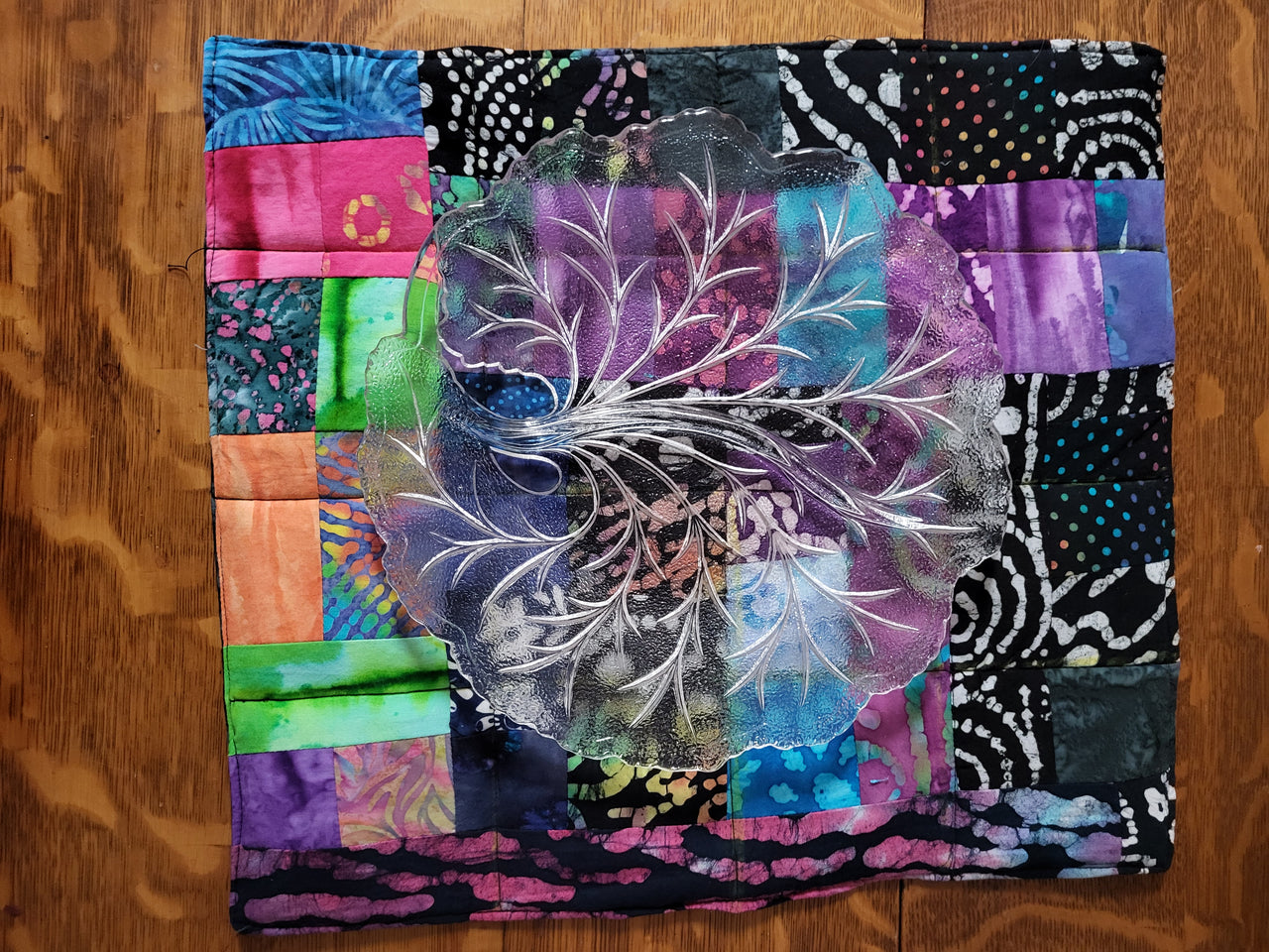 Batik rectangular colorful small square rectangles mat