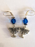 Hanukkah or Chanukah Swarovski crystals silver earrings Menorahs and Dreidels sterling ear wires