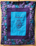 Irises purple turquoise handmade banner