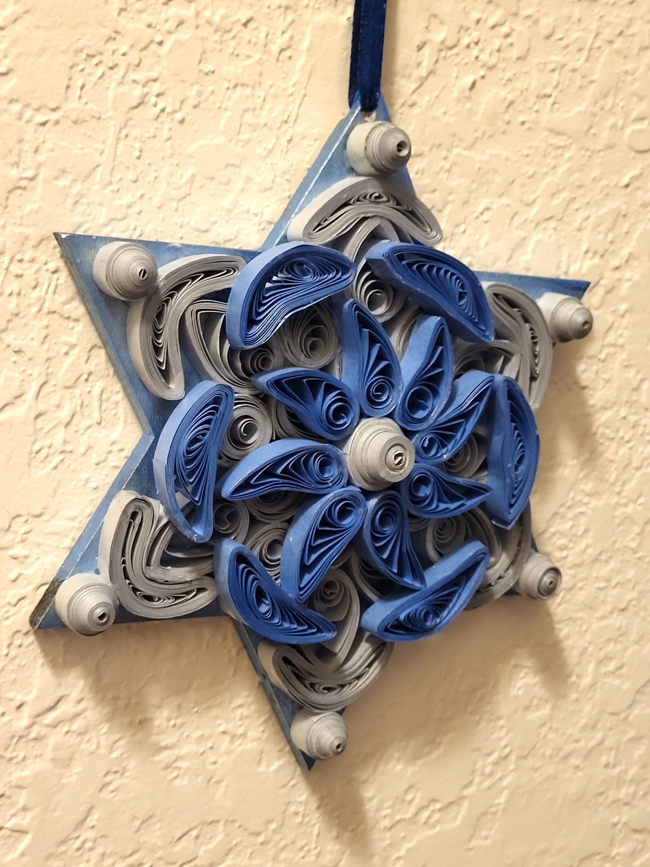 Quilled Star of David blues silver