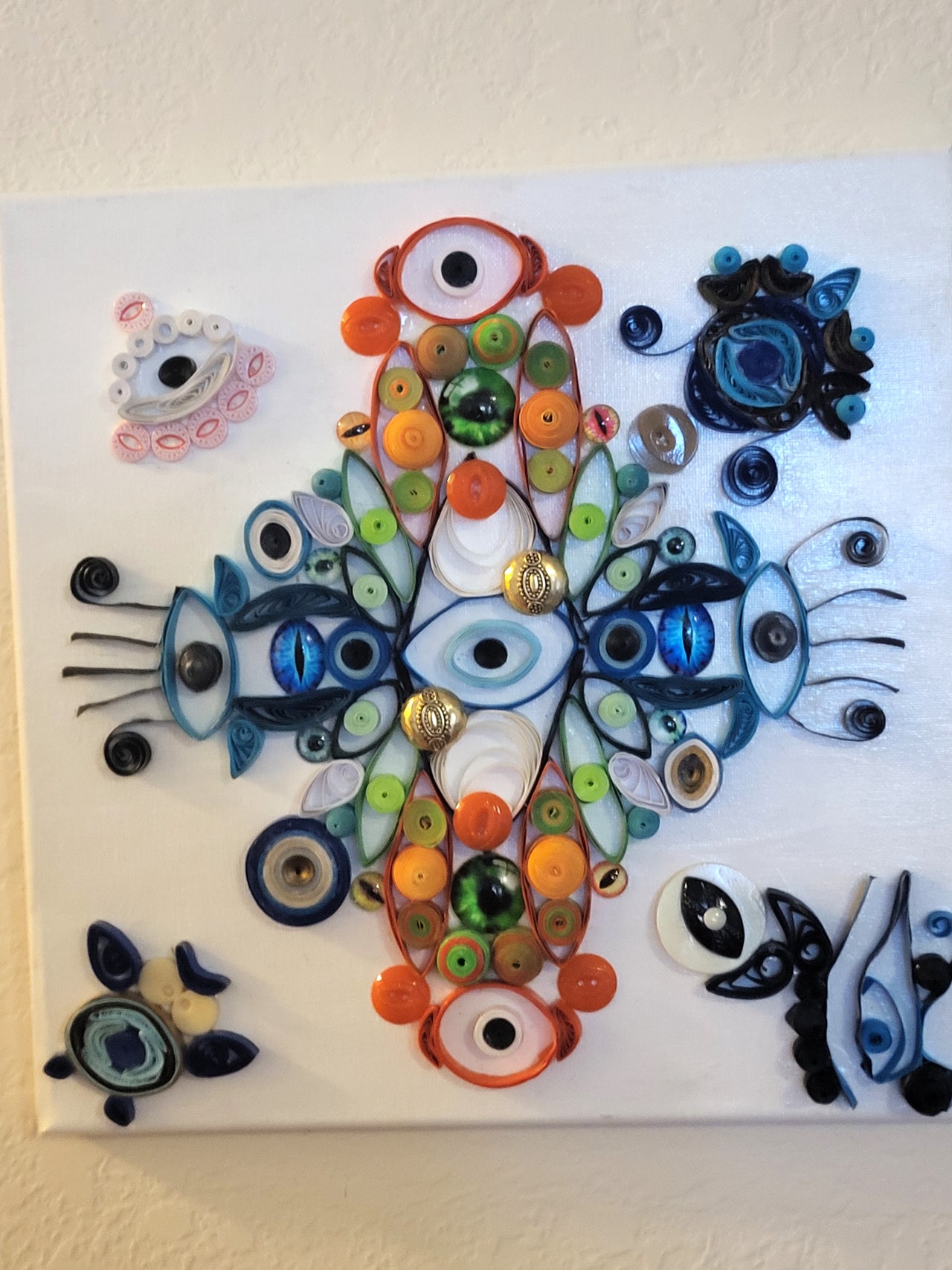 I've Got My Eyes on You quilled art piece