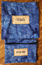 blue floral batik Matzo set