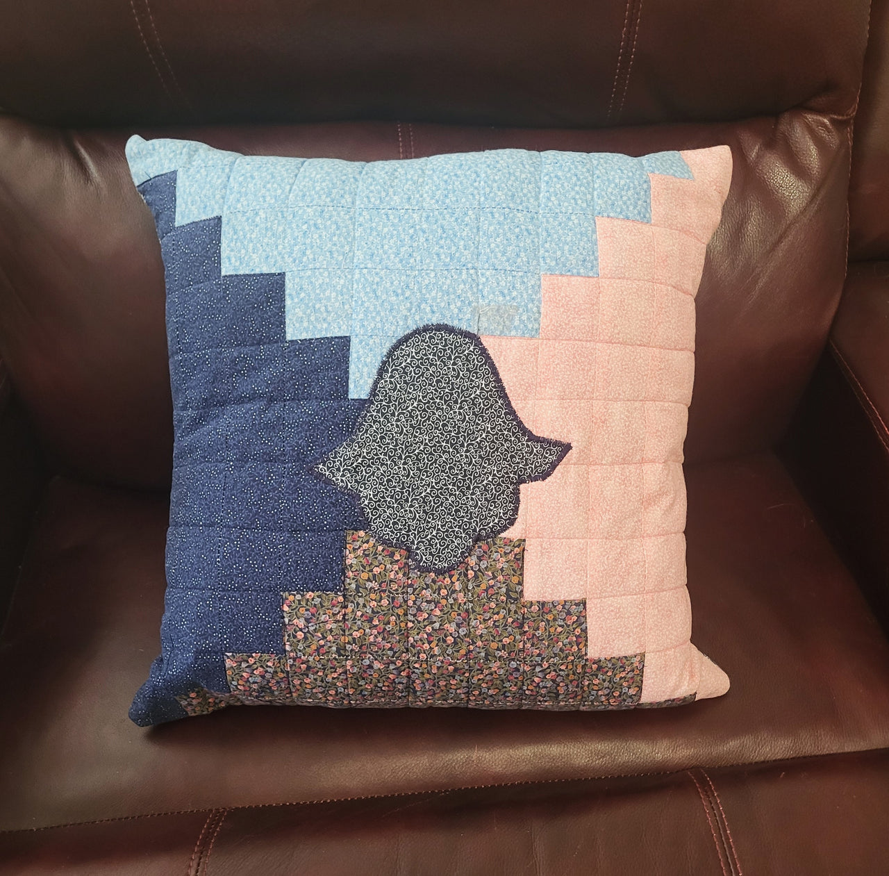 Hamsa log cabin calico quilted pillow cover