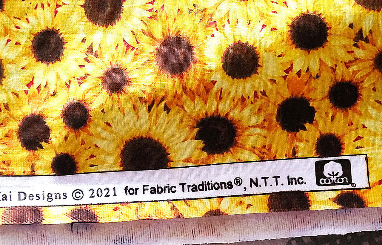 Sunflowers cotton sewing quilting fabric bhy x 44" w 2021 Fabric Traditions