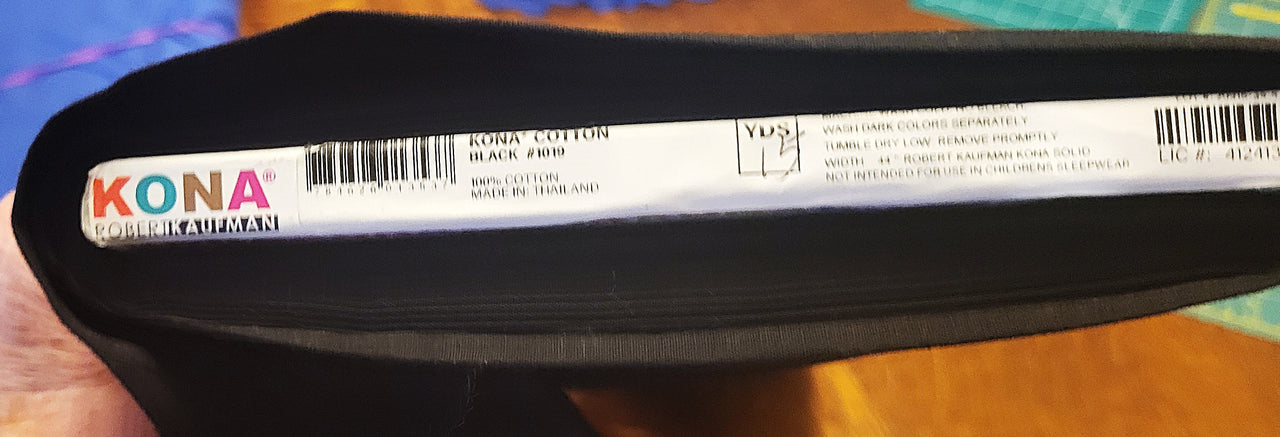 Kona cotton fabric black by the half yard x 44" w
