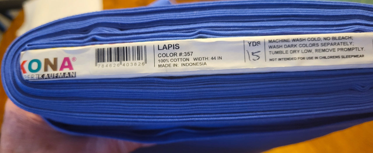 Kona cotton fabric Lapis by the half yard x 44" w