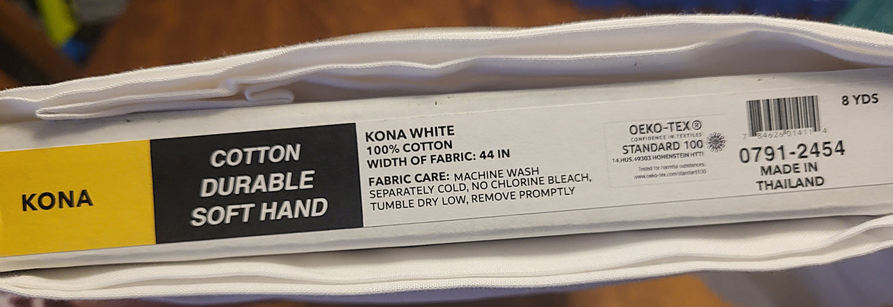 Kona cotton fabric White by the half yard x 44" w