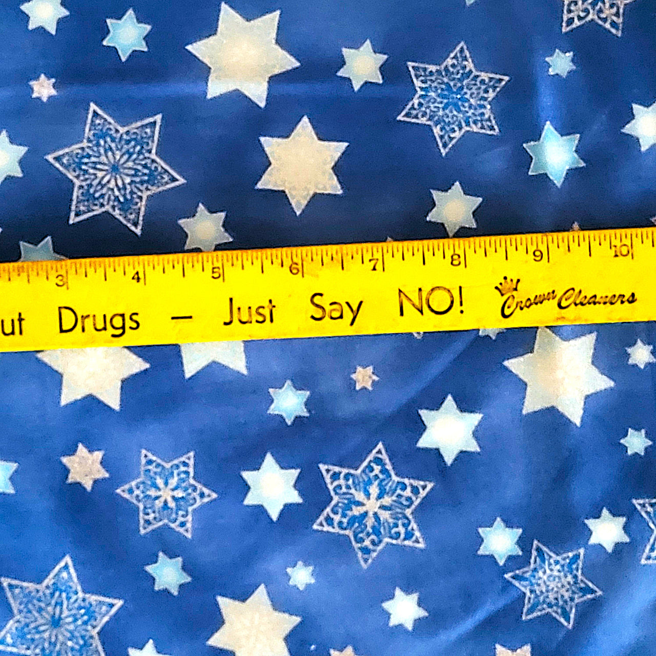 Metallic silver tossed Stars David Jewish cotton quilting fabric bhy x 44"