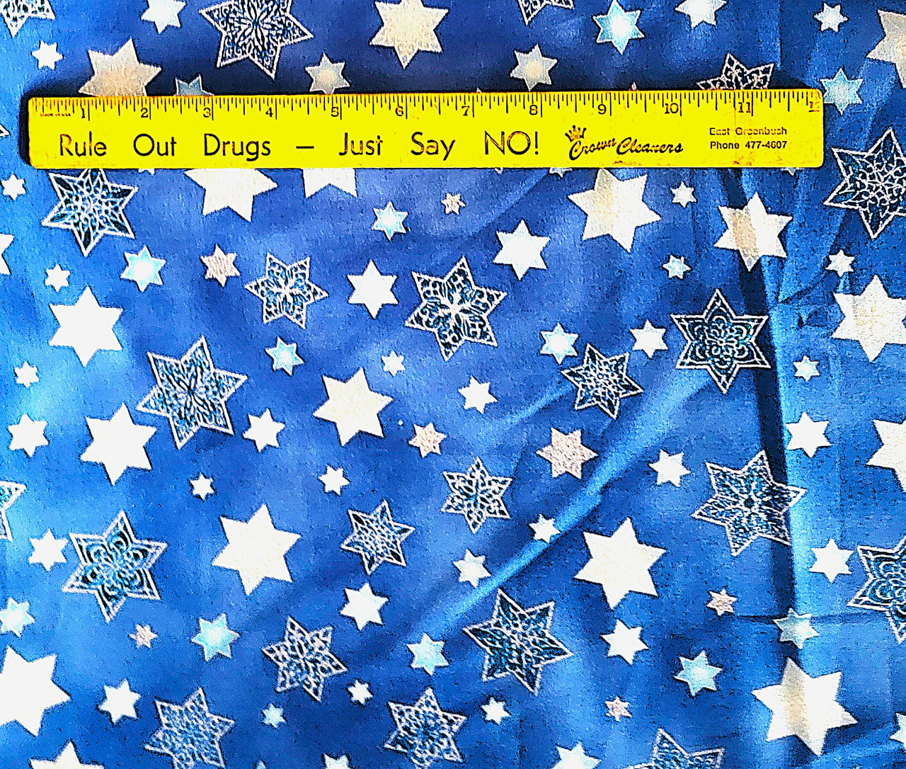 Metallic silver tossed Stars David Jewish cotton quilting fabric bhy x 44"