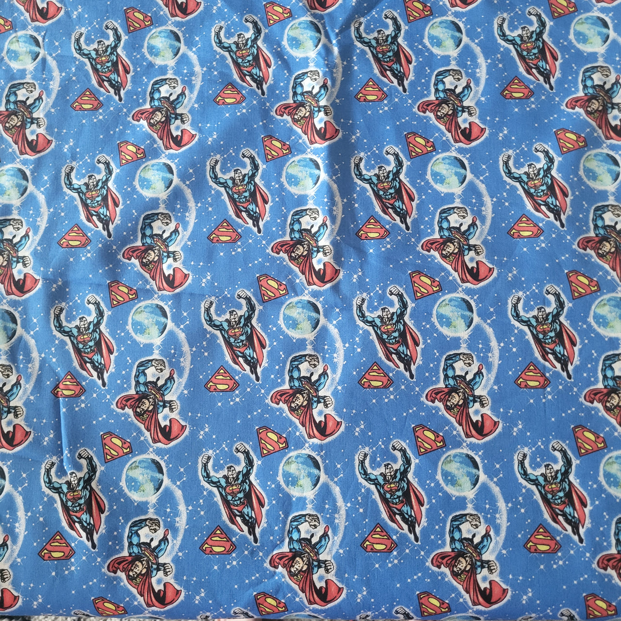Original Superman cotton sew quilt fabric oop BHY x 45" wide DC comics superhero
