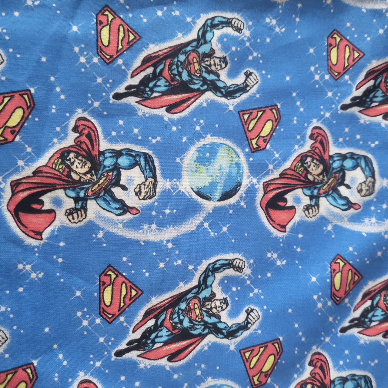 Original Superman cotton sew quilt fabric oop BHY x 45" wide DC comics superhero