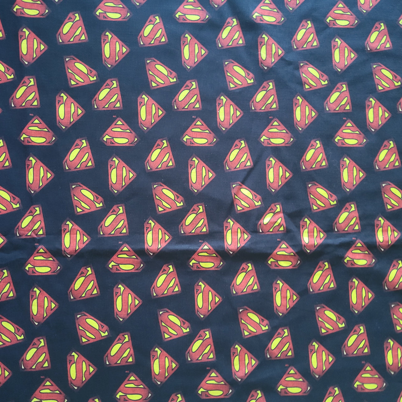 Superman logo cotton sew quilt fabric oop BHY x 46" wide DC comics Camelot fabric