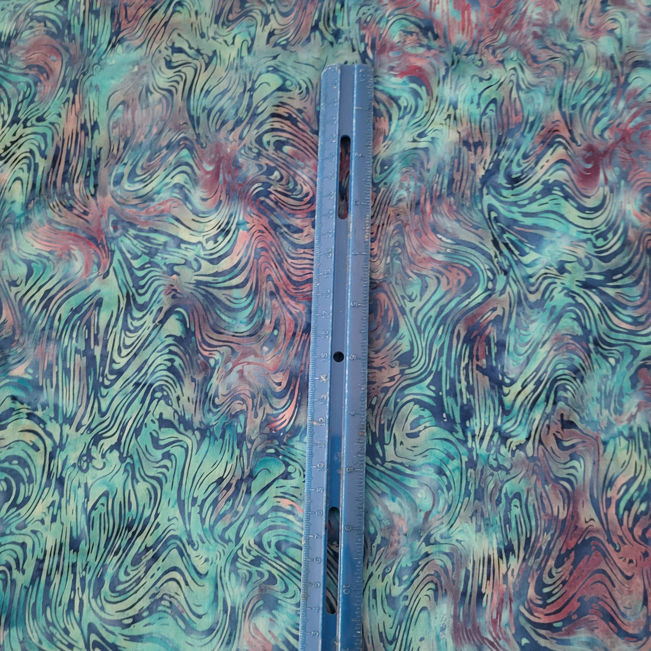 Batik turquoise blue purple pink cotton sew quilt fabric bhy x 44" swirly design