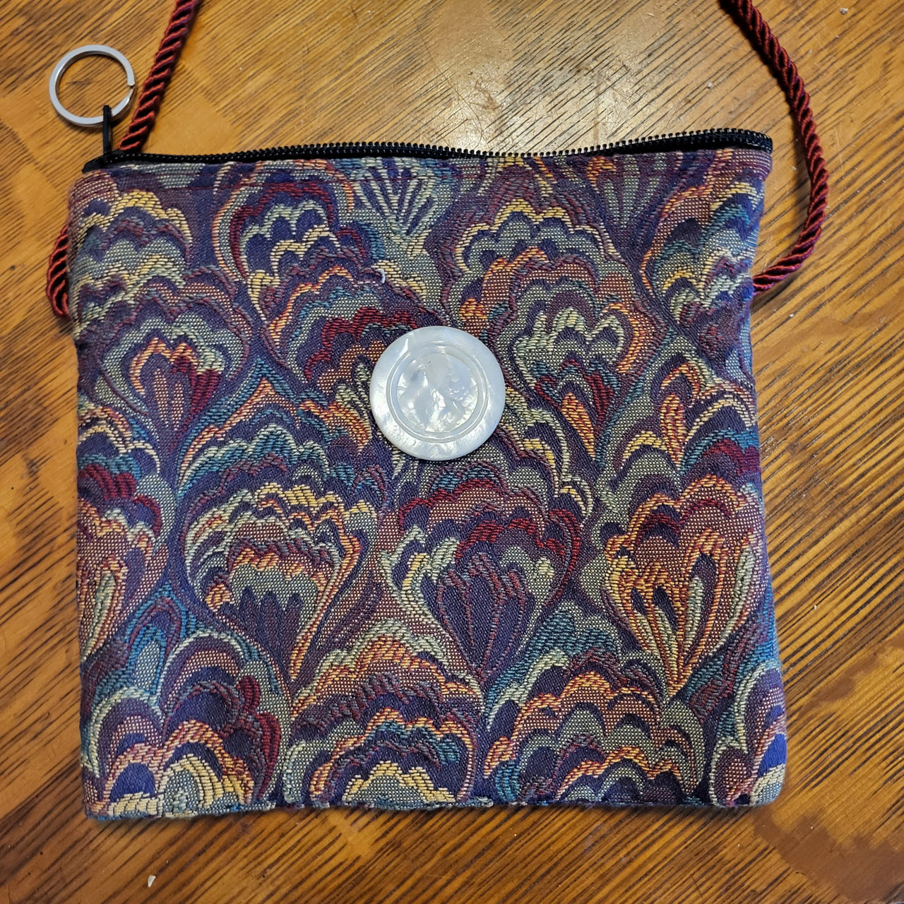 Tapestry cross body purse --Just the Essentials tapestry purse -- mini wallet inside + phone slot --sling cross body waist wear