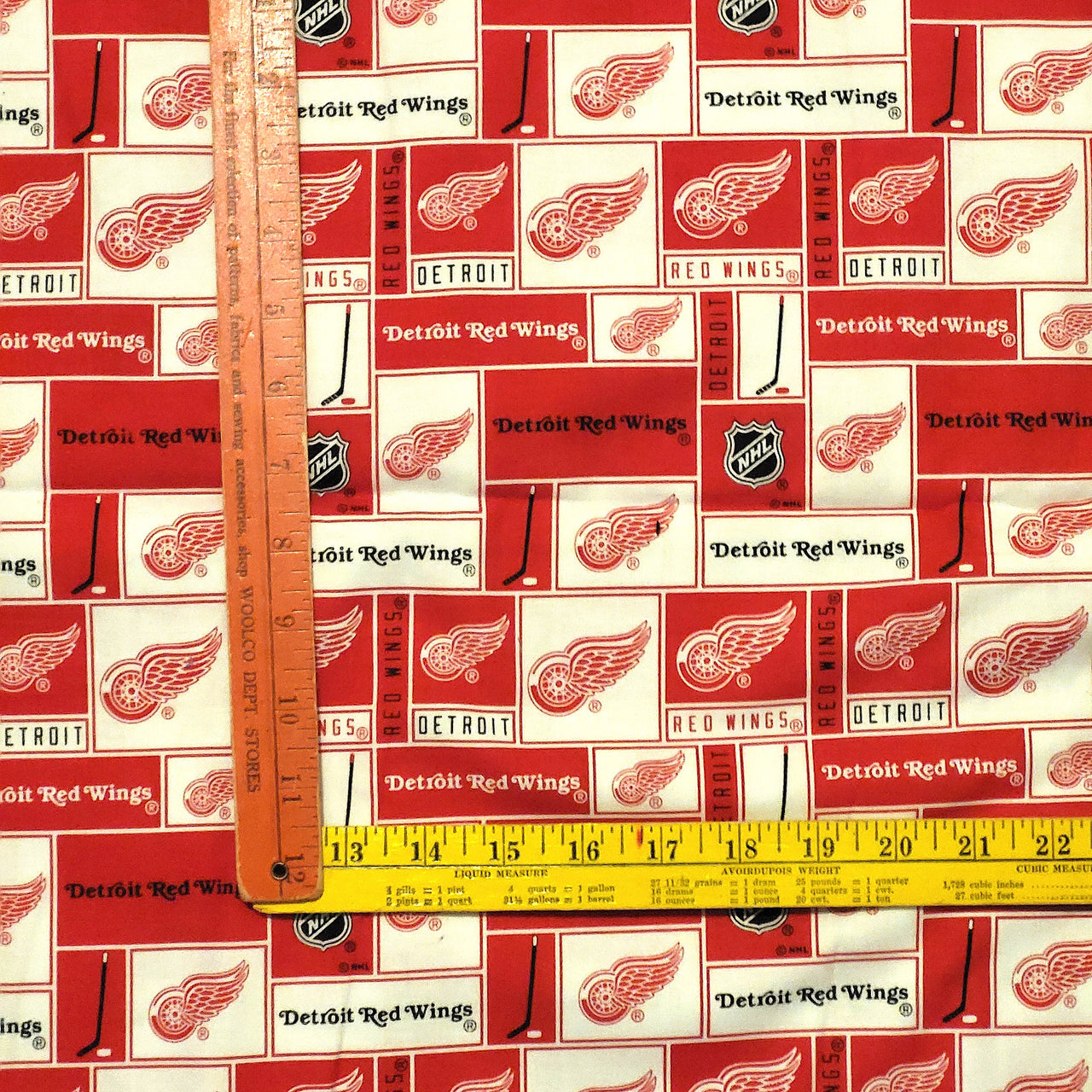 NHL Detroit Red Wings cotton sewing quilting fabric by half yard x 44" red white