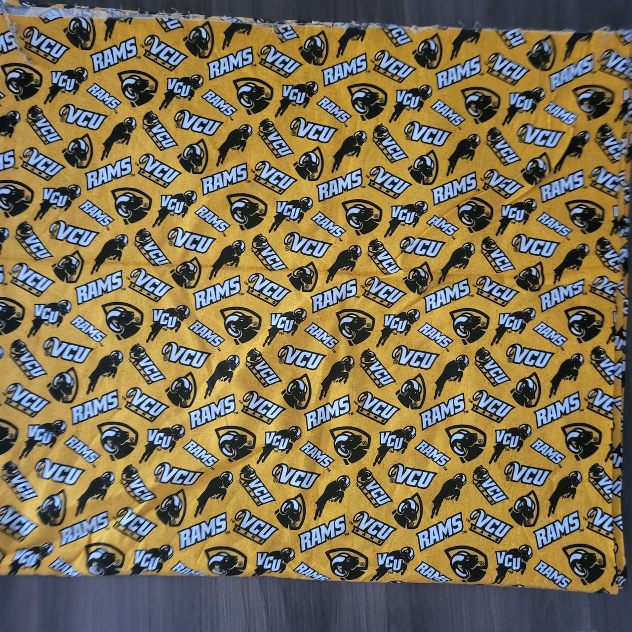 NCCA Virginia Commonwealth University Rams cotton quilting sew fabric 1/2 yard x 44" w