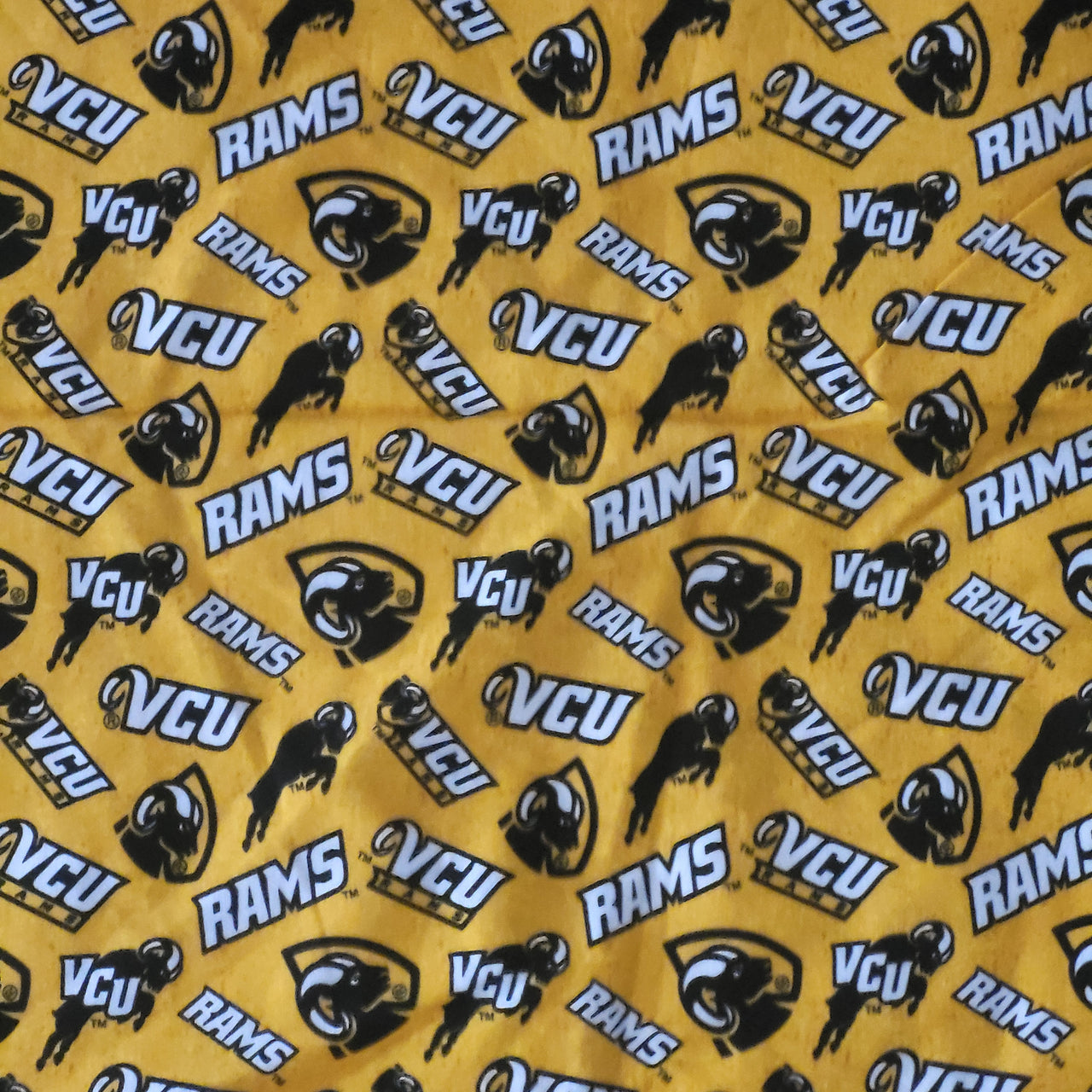 NCCA Virginia Commonwealth University Rams cotton quilting sew fabric 1/2 yard x 44" w