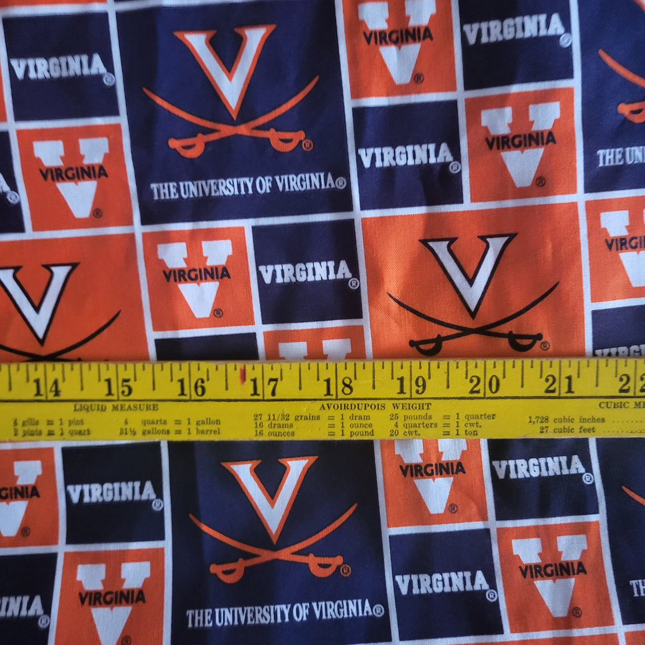 NCCA University of Virginia Cavaliers cotton quilting sew fabric 1/2 yard x 43" w