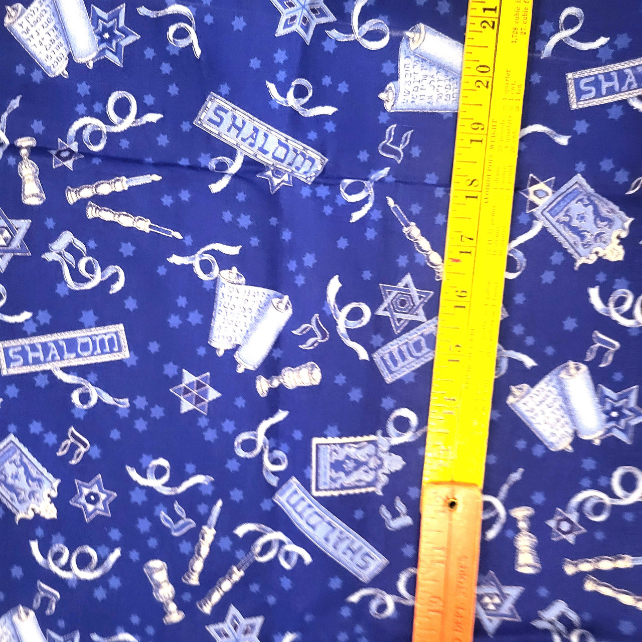 Stunning Judaica cotton sew quilt fabric BHY x 45" w Torah Star David Kiddush+