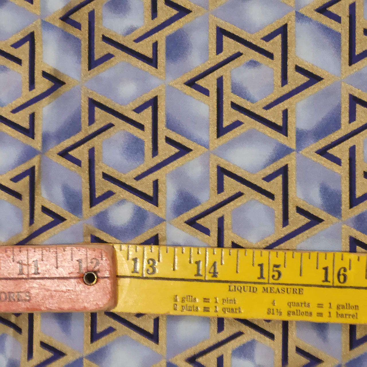 Metallic Golden Stars of David cotton quilting fabric David textiles bhy x 44" w
