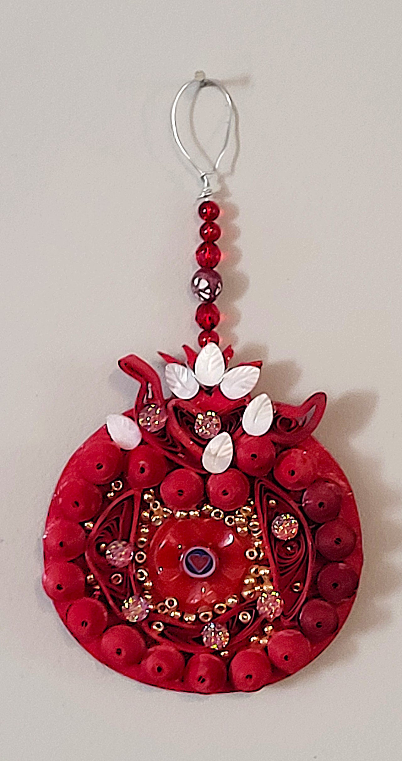 Pomegranate mixed media quilling pearls size small