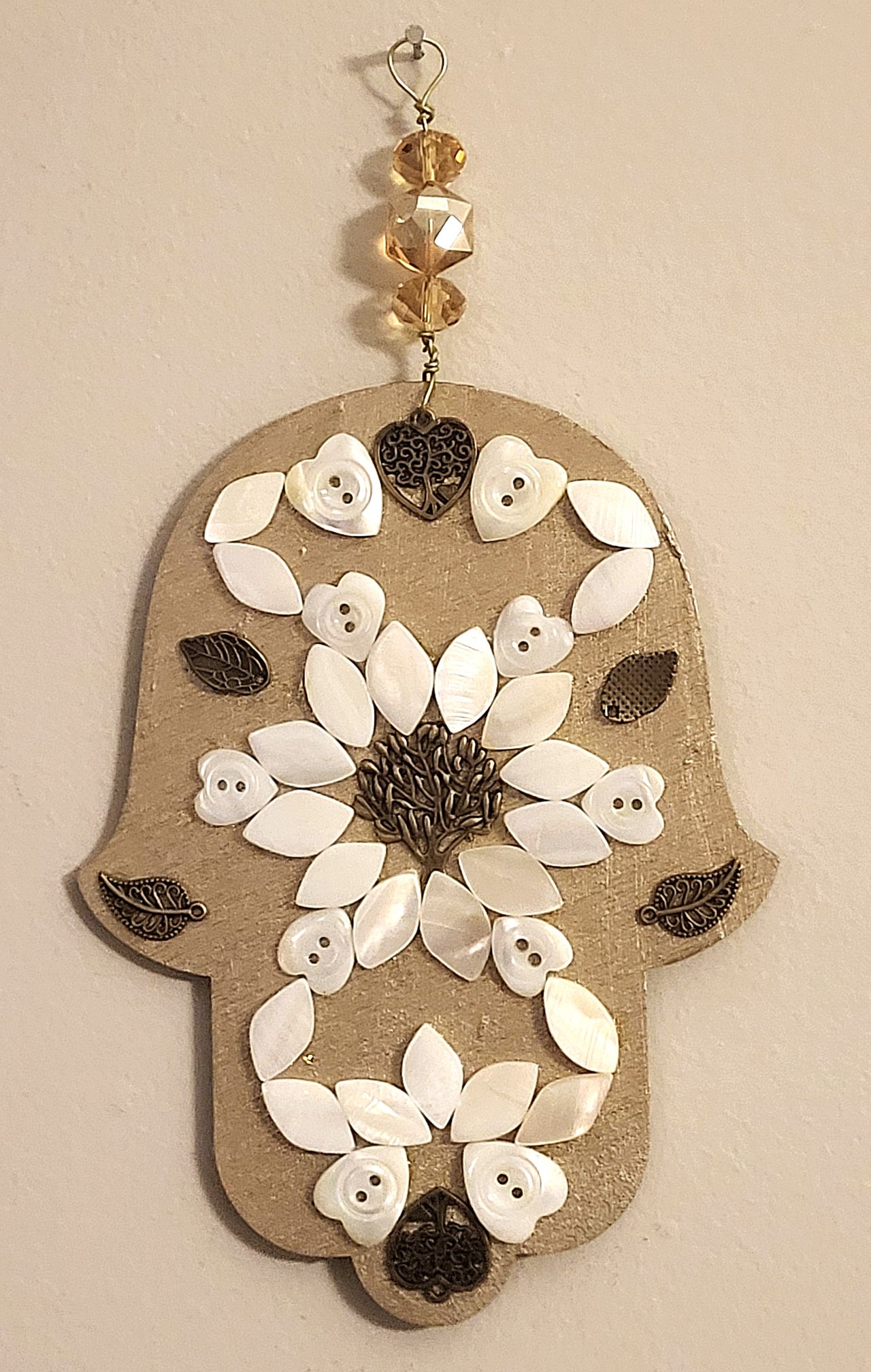 Metallic Gold mixed media Hamsa wall hanging
