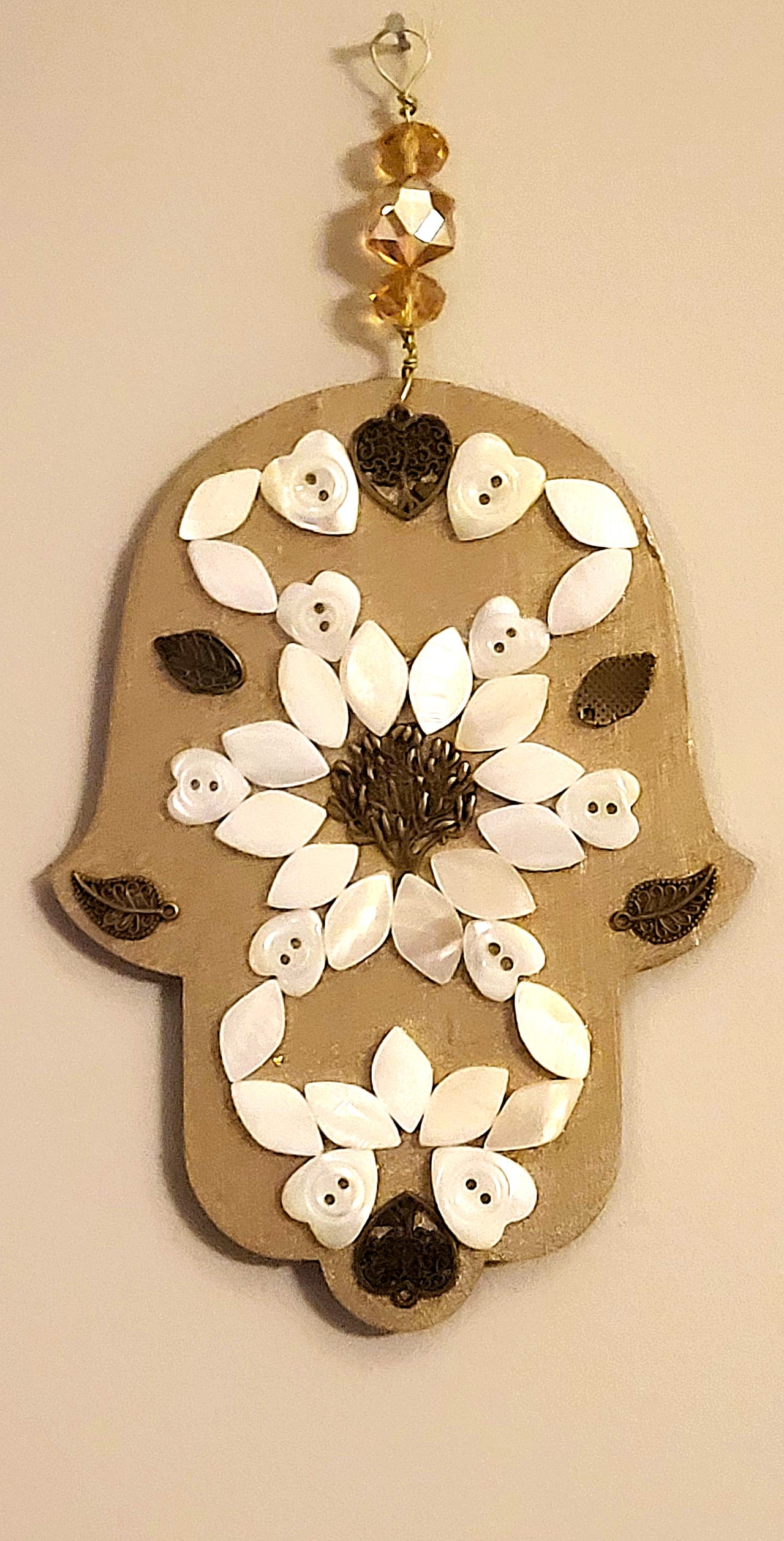 Metallic Gold mixed media Hamsa wall hanging