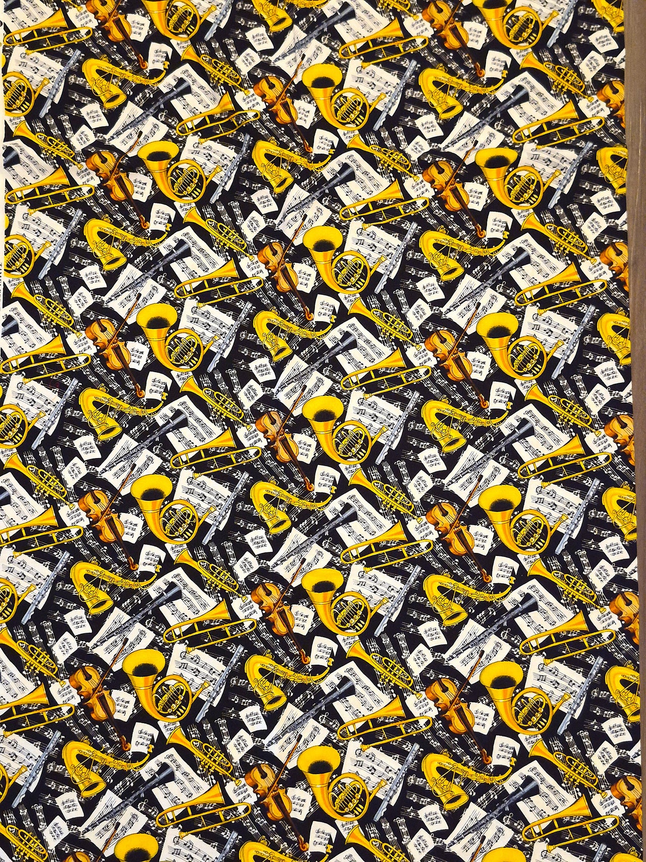 Symphony musical instruments cotton sew quilt fabric bhy x 44"w sheet music OOP
