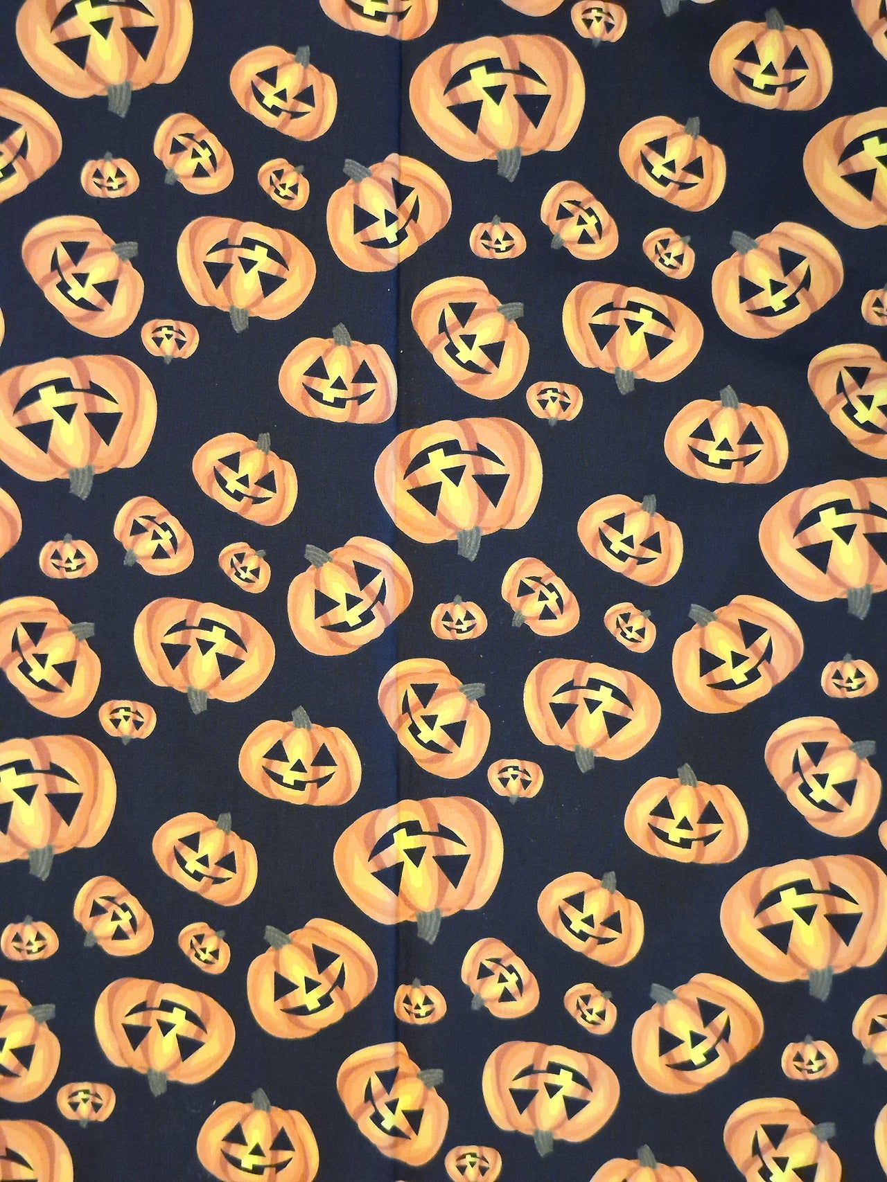Halloween happy pumpkins cotton sew quilt fabric bhy x 44"w black orange green
