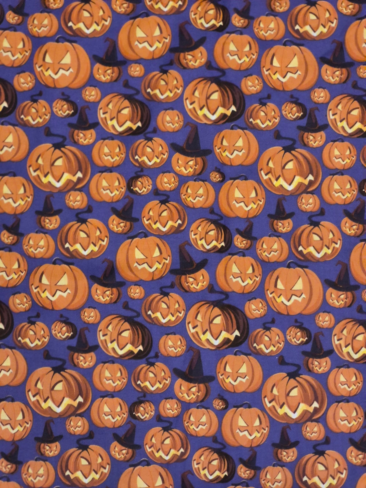 Purple Halloween cotton sew quilt fabric bhy x 44"w pumpkins Jack O lanterns