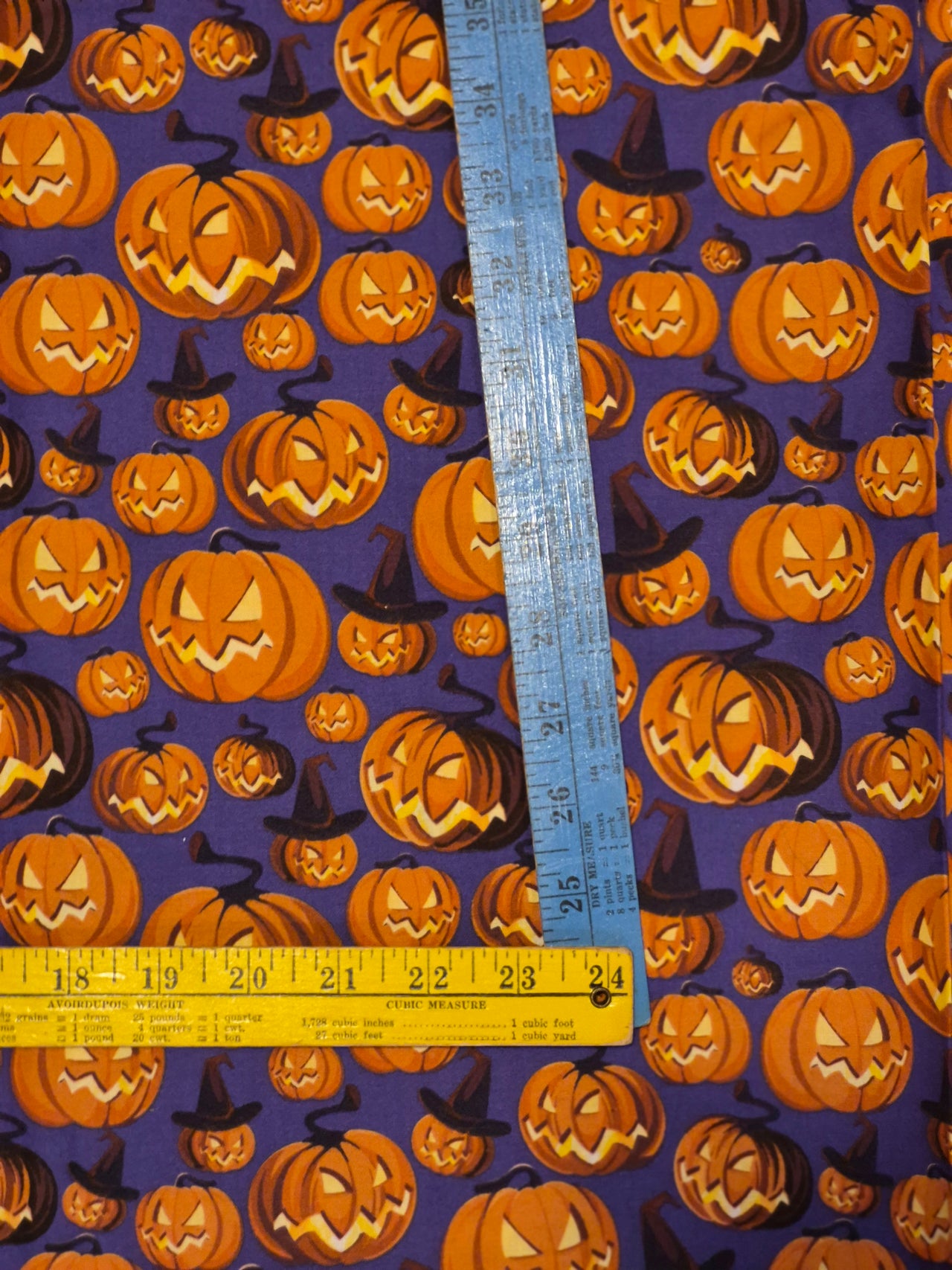 Purple Halloween cotton sew quilt fabric bhy x 44"w pumpkins Jack O lanterns