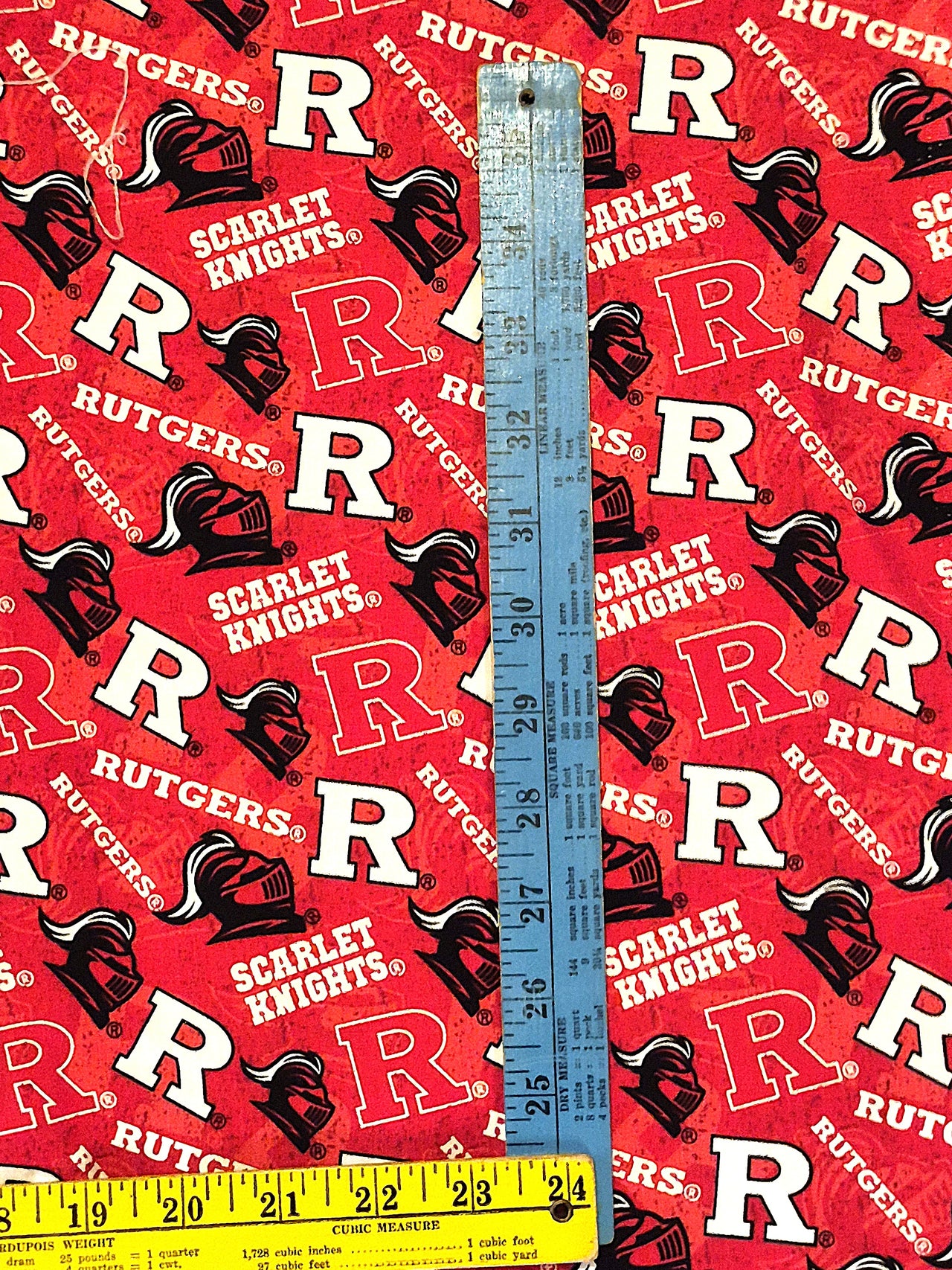 NCCA Rutgers Scarlett Knights cotton quilt sew fabric 1/2 yard x 44" w