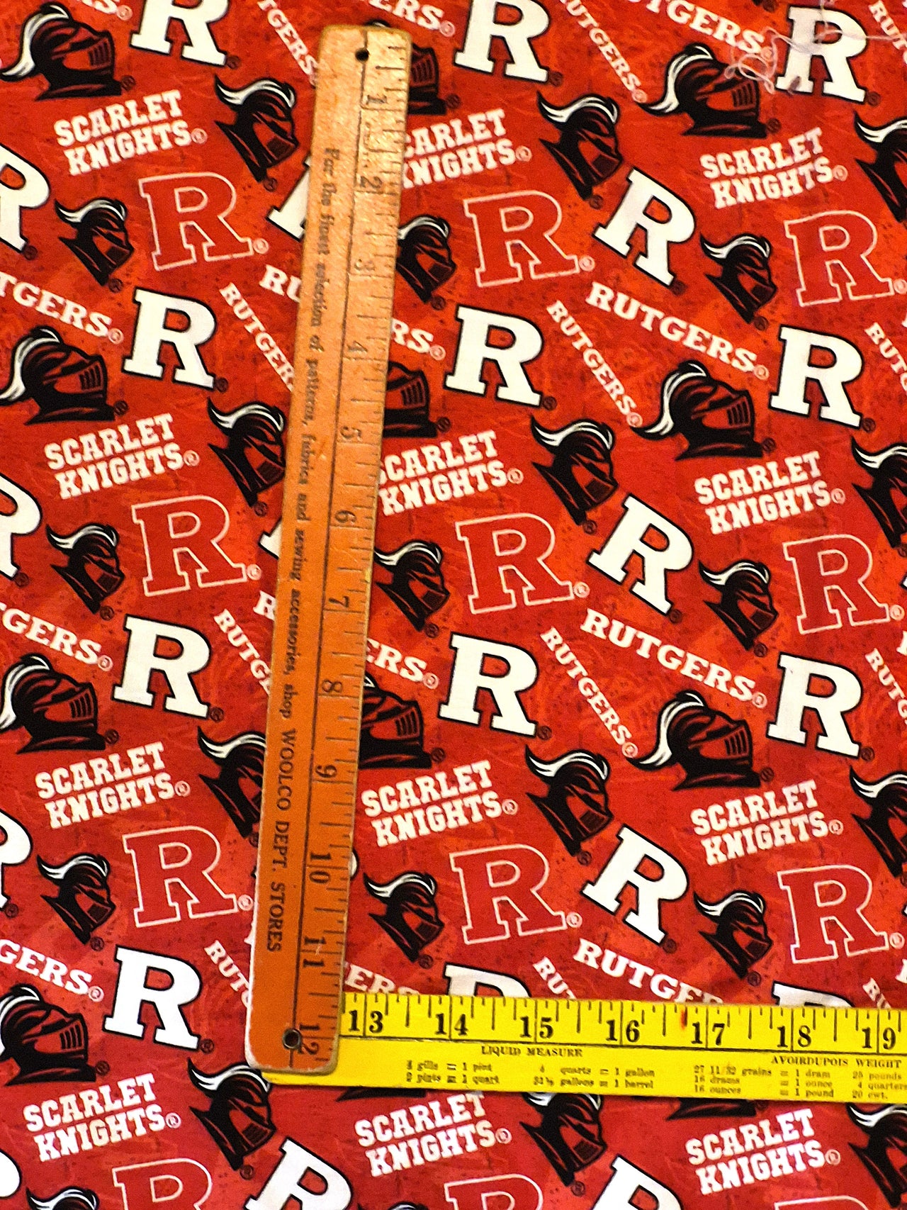 NCCA Rutgers Scarlett Knights cotton quilt sew fabric 1/2 yard x 44" w