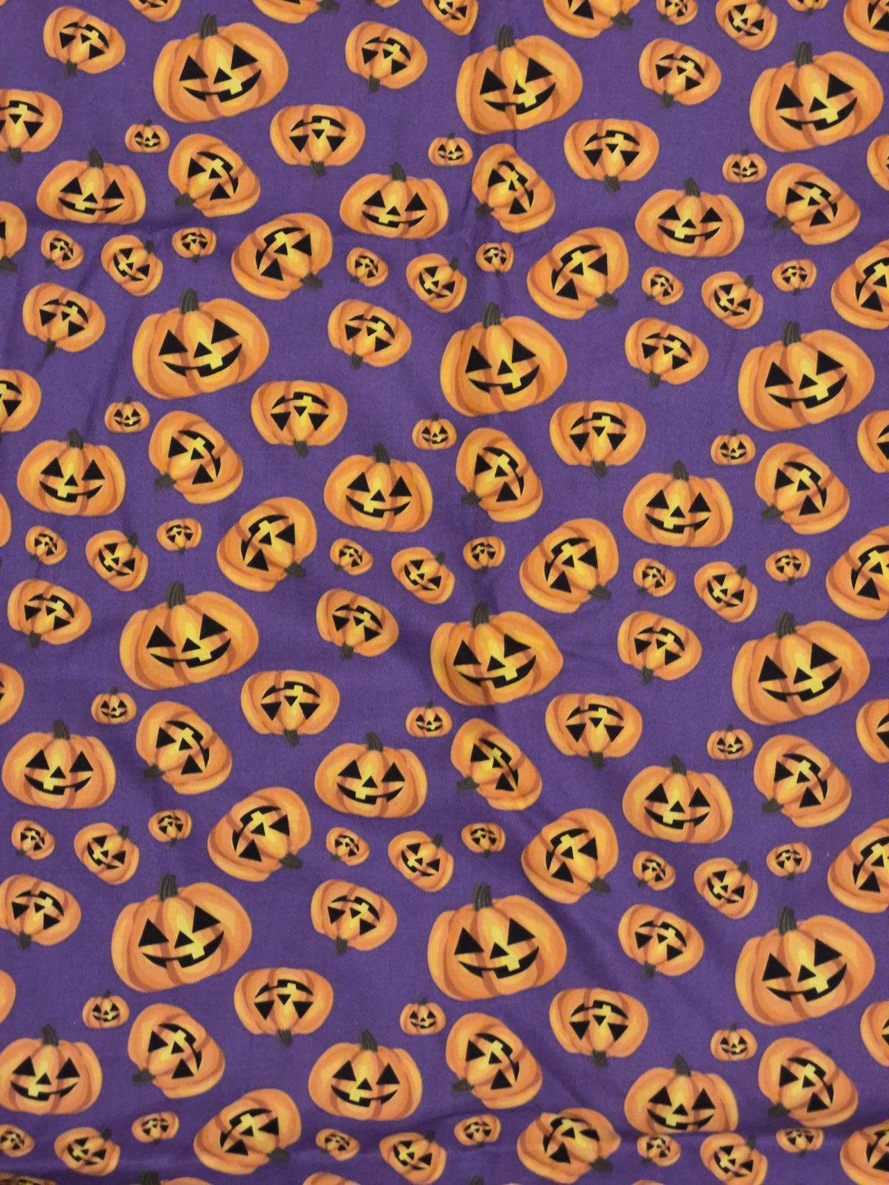 Halloween happy pumpkins cotton sew quilt fabric bhy x 44"w purple black orange