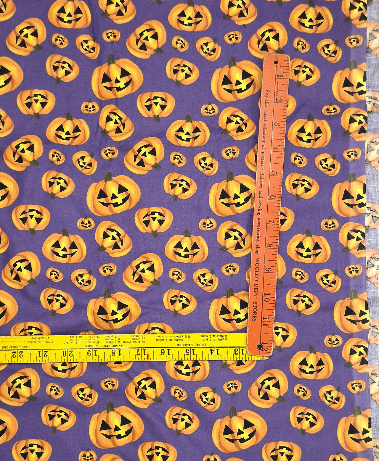 Halloween happy pumpkins cotton sew quilt fabric bhy x 44"w purple black orange