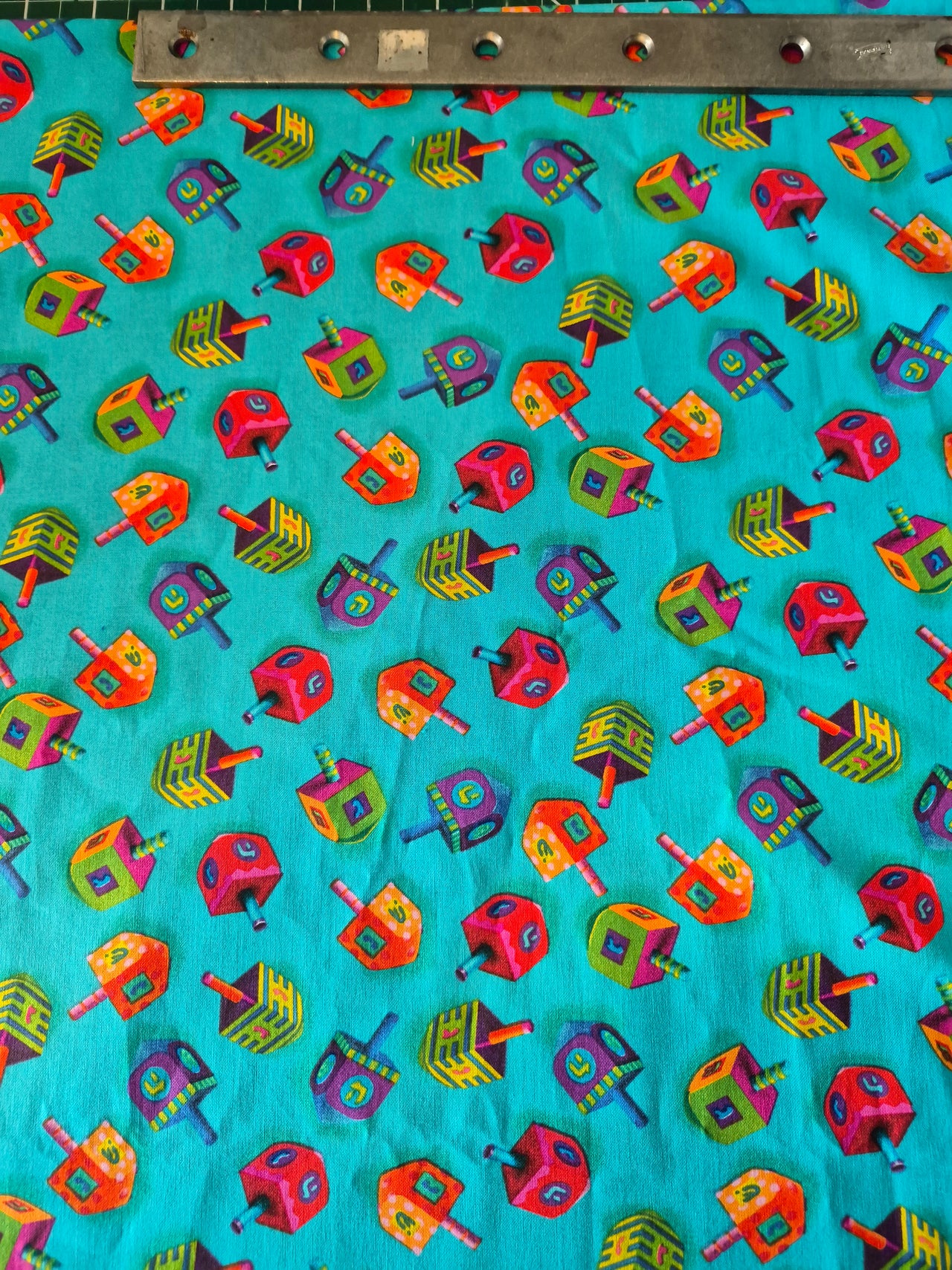 Colorful Dreidels Hanukkah cotton sew quilt fabric BHY x 44"w Judaica Holiday