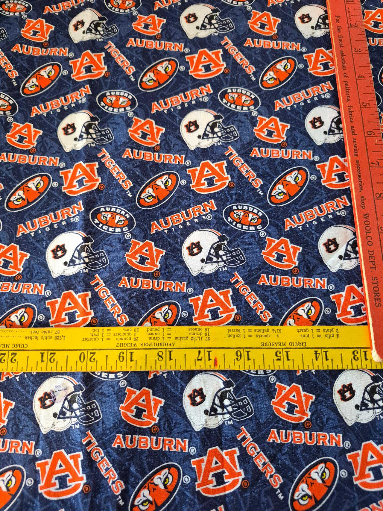 NCCA Auburn University quilt sew cotton fabric 1/2 yd x 44" Tigers
