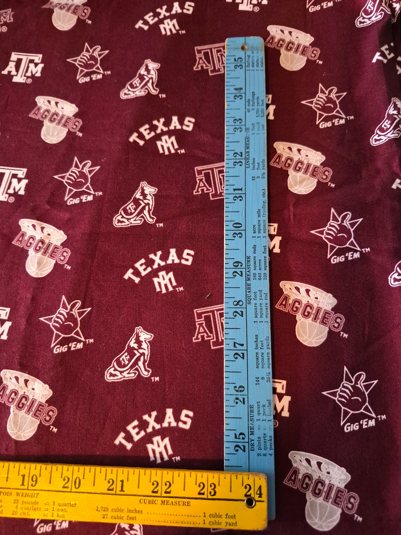 NCCA Texas A&M university cotton quilt sew fabric 1/2 yd x 44" Reveille