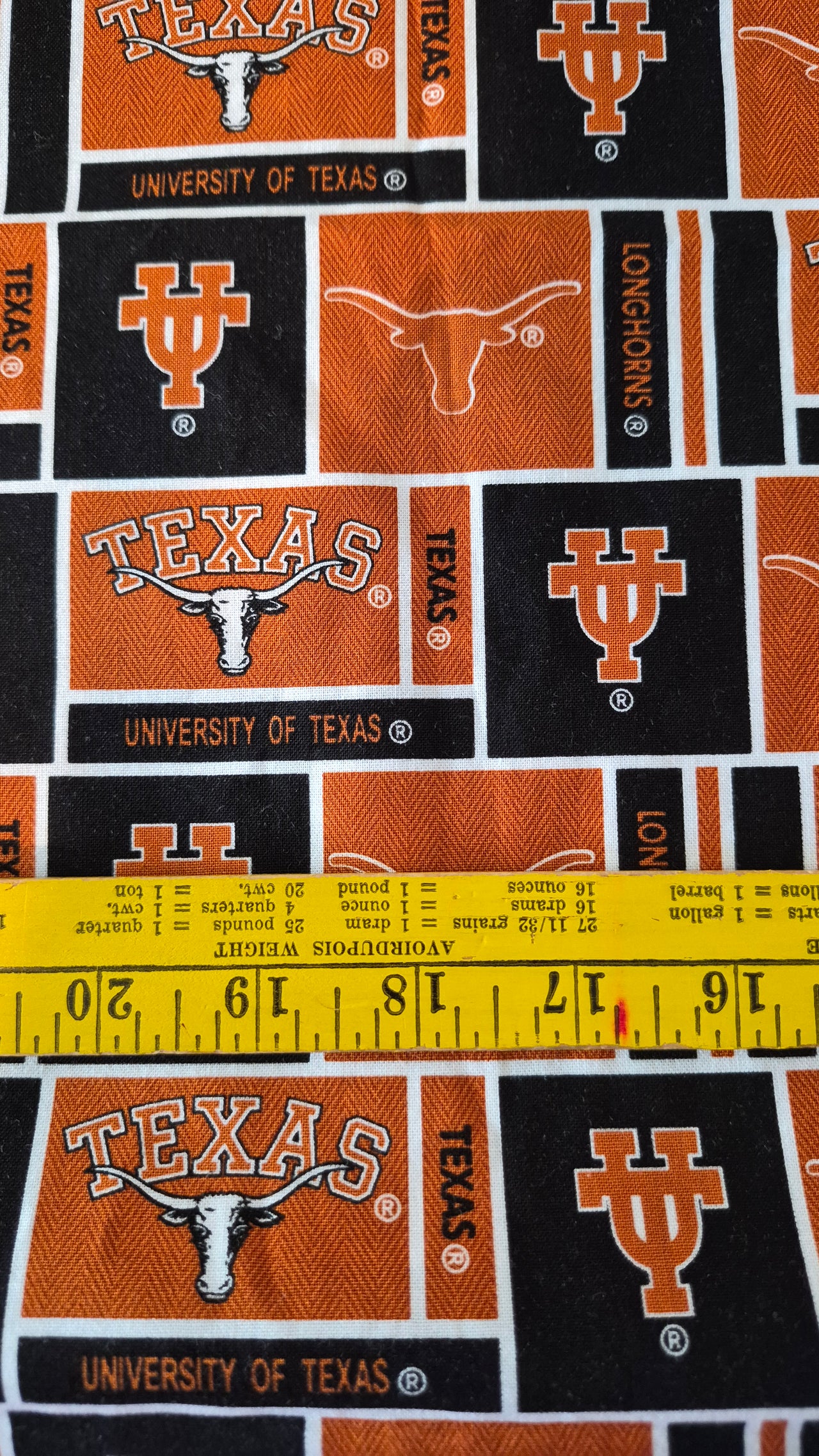 Share NCCA University of Texas cotton quilt sew fabric 1/2 yd x 44" Longhorn