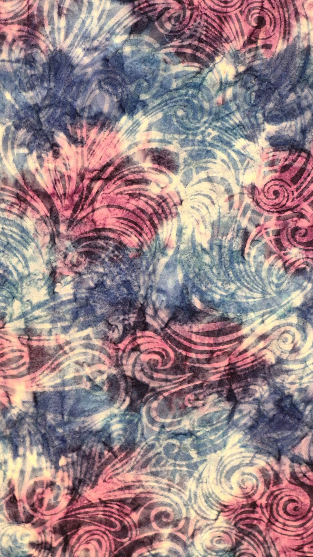 Batik turquoise swirls blue purple white cotton sew quilt fabric bhy x 44"