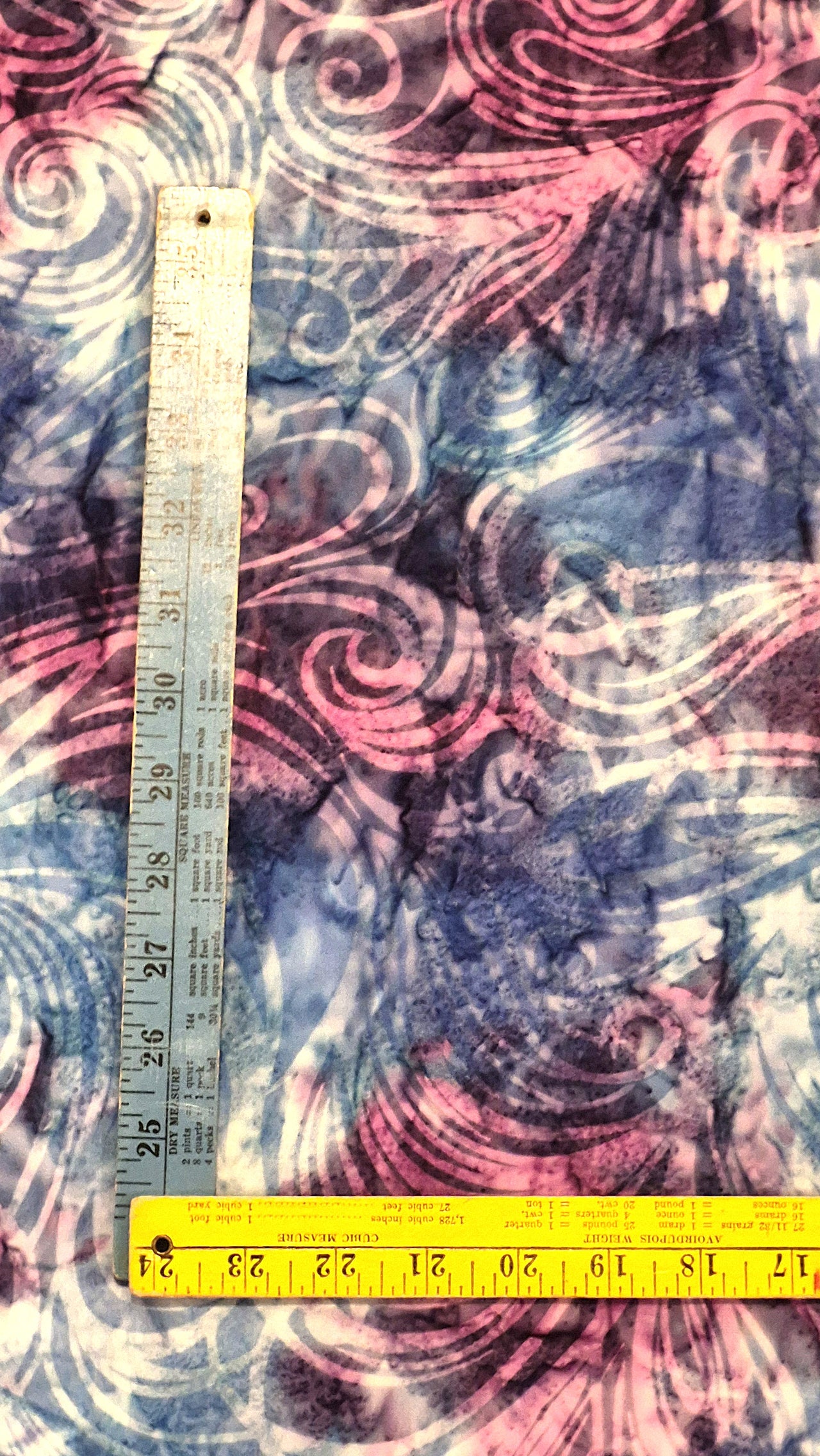 Batik turquoise swirls blue purple white cotton sew quilt fabric bhy x 44"