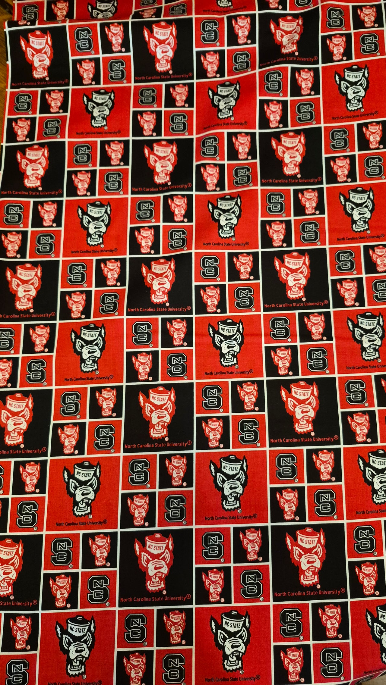NCCA North Carolina State WolfPack cotton sew quilt fabric bhy x 43" w squares