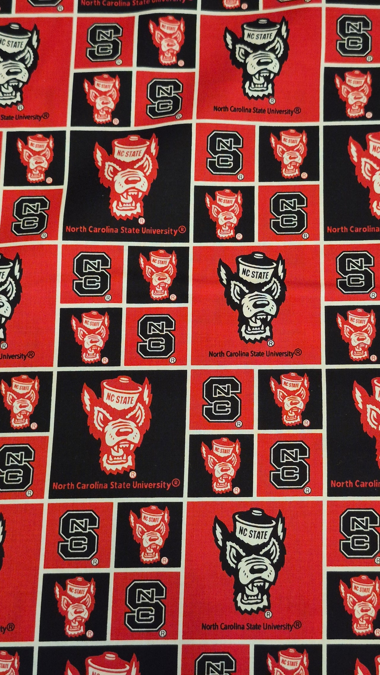 NCCA North Carolina State WolfPack cotton sew quilt fabric bhy x 43" w squares