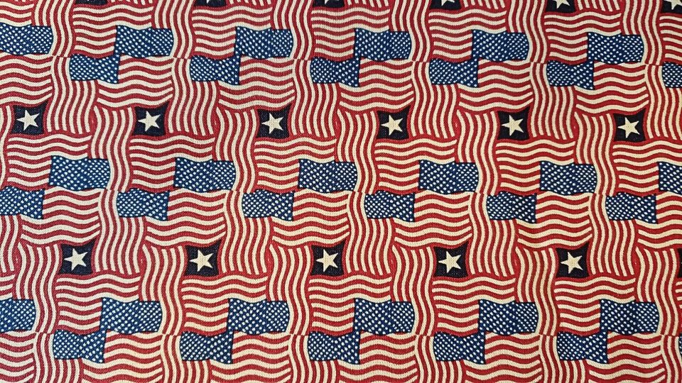 USA mini country style flags cotton fabric sold by half yard x 44"  made in USA